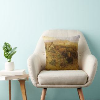 Vintage Indians, Buffalo Hunt by CM Russell Cushion