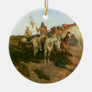Vintage Indians, Prowlers of the Prairie, Seltzer, Ceramic Tree Decoration