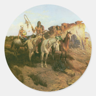 Vintage Indians, Prowlers of the Prairie, Seltzer, Classic Round Sticker