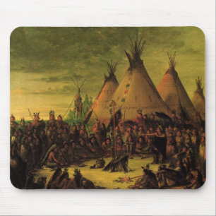 Vintage Indians, Sioux War Council by Catlin Mouse Mat