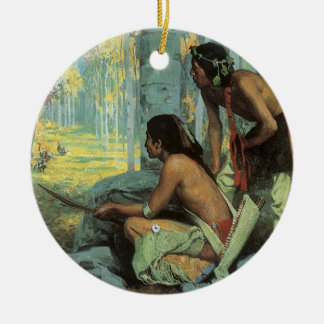 Vintage Indians, Taos Turkey Hunters by Couse Ceramic Tree Decoration