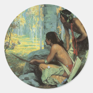 Vintage Indians, Taos Turkey Hunters by Couse Classic Round Sticker