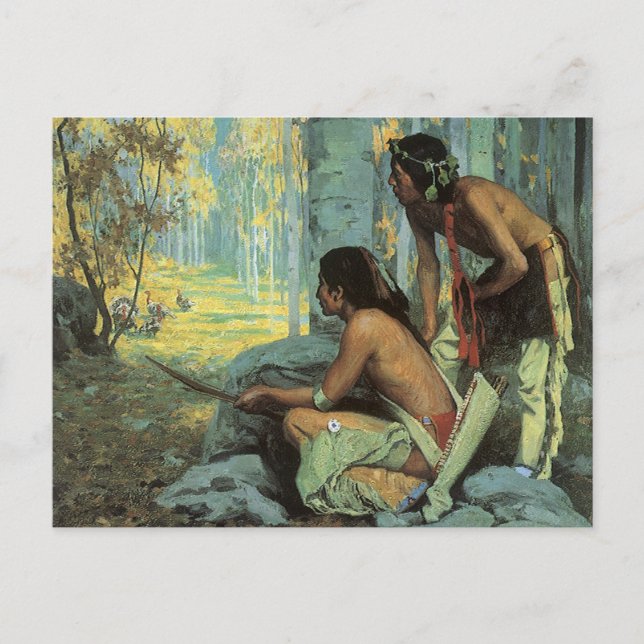 Vintage Indians, Taos Turkey Hunters by Couse Postcard (Front)