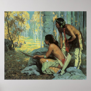 Vintage Indians, Taos Turkey Hunters by Couse Poster