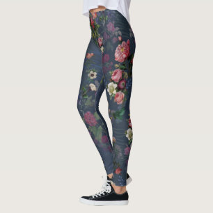 Vintage Indigo Magical Botanical Garden Leggings