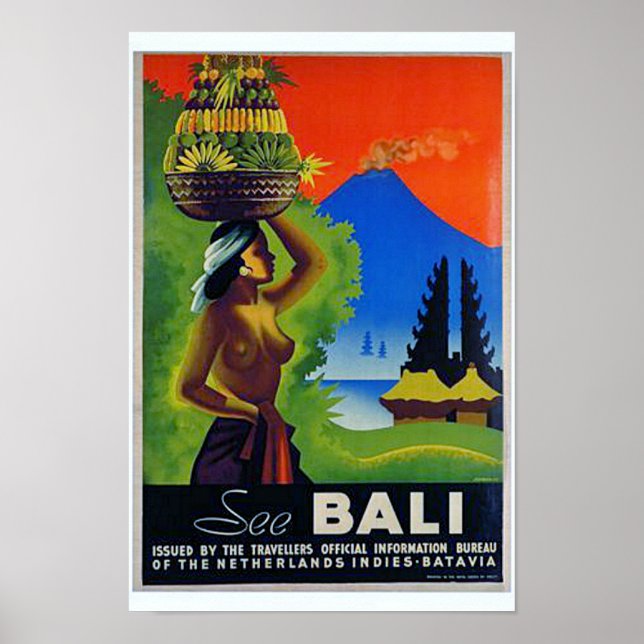 Vintage Indonesia Bali Travel Poster (Front)