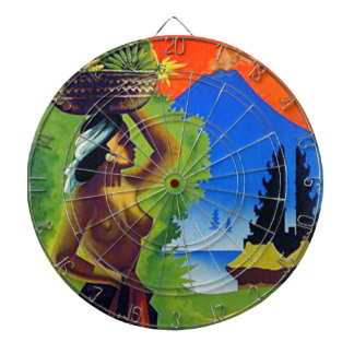 Vintage Indonesia Bali Travel Poster Dartboard
