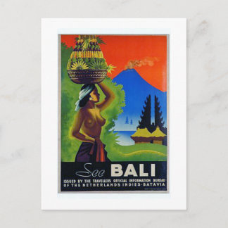 Vintage Indonesia Bali Travel Poster Postcard