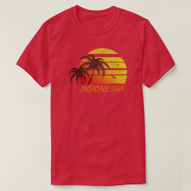 Vintage Indonesia Beach Sunset Retro Surf T-Shirt (Design Front)