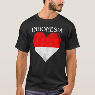 Vintage Indonesia Flag Heart For Indonesian T-Shirt