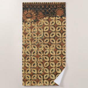Vintage Indonesian Batik Kawung Pattern Rustic Beach Towel