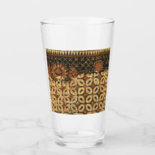 Vintage Indonesian Batik Kawung Pattern Rustic Glass