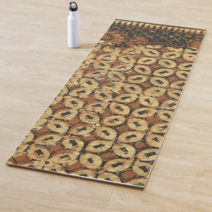 Vintage Indonesian Batik Kawung Pattern Rustic Yoga Mat
