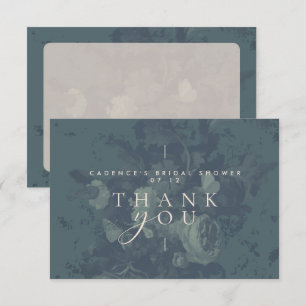 Vintage Industrial Floral Teal Bridal Shower Thank You Card