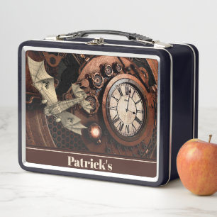 Vintage Industrial Monogrammed Metal Lunch Box