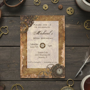 Vintage Industrial Steampunk Birthday Party Invitation