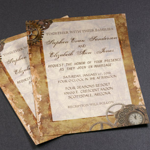 Vintage Industrial Steampunk Wedding Invitation Flyer