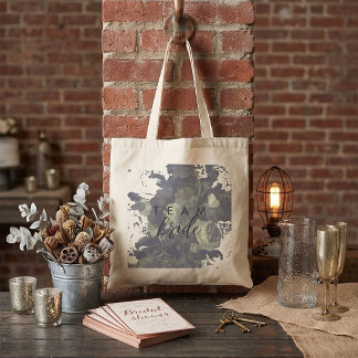 Vintage Industrial Typography Floral Bridal Shower Tote Bag