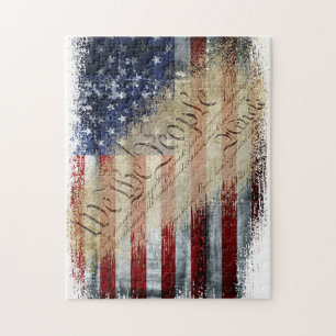 Vintage Industrial We The People American Flag Jigsaw Puzzle
