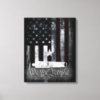Vintage Industrial We The People Cannon Flag