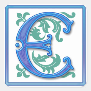 Vintage Initial E - Monogram E Square Sticker