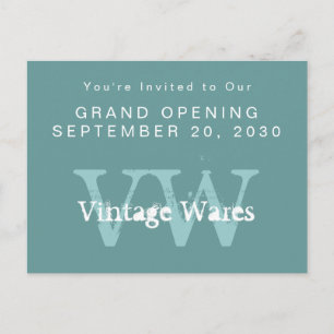 Vintage Initials Business Store Opening Invitation Postcard