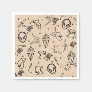 Vintage Ink Fusion-Muster Napkin