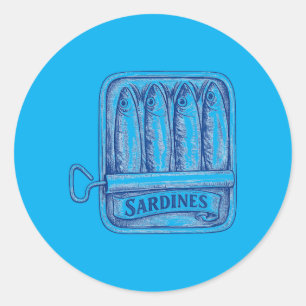 Vintage Ink Sardines Tinned Fish Coastal Seafood Classic Round Sticker