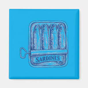 Vintage Ink Sardines Tinned Fish Coastal Seafood Magnet