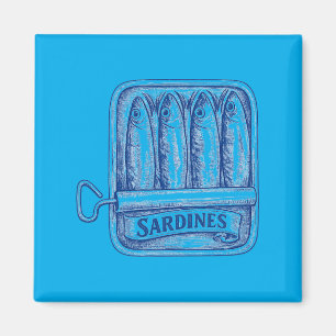 Vintage Ink Sardines Tinned Fish Coastal Seafood Magnet