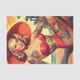 Vintage Inked Girl Tissue Paper