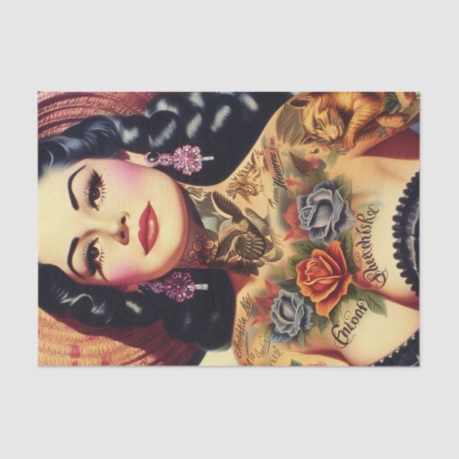 Vintage Inked Pin-up Tissue Paper (Front)