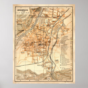 Vintage Innsbruck Austria Map (1922) Poster