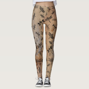Vintage Insect Distressed Entomology Pattern Leggings