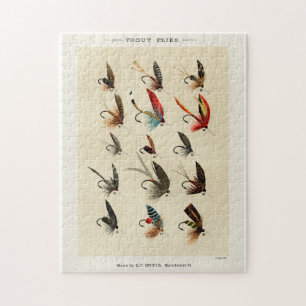 Vintage Insect Trout Flies Wings Jigsaw Puzzle
