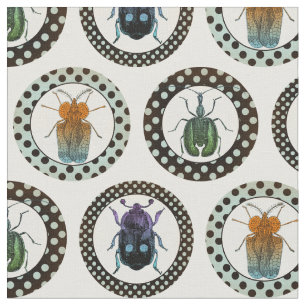 Vintage Insects Colourful Beetles Science Fabric