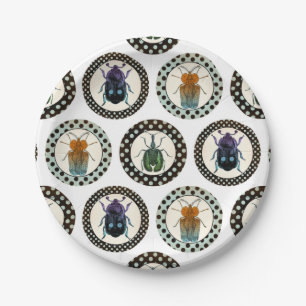 Vintage Insects Colourful Beetles Science Paper Plate