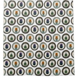 Vintage Insects Colourful Beetles Science Shower Curtain