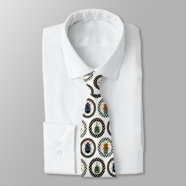 Vintage Insects Colourful Beetles Science Tie (Tied)