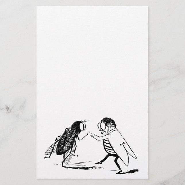 Vintage Insects Dancing; Bluebottle Fly Stationery (Front)