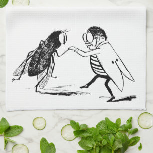 Vintage Insects Dancing; Bluebottle Fly Tea Towel