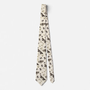 Vintage Insects Dragonfly Moth Bee Historic Bugs Tie