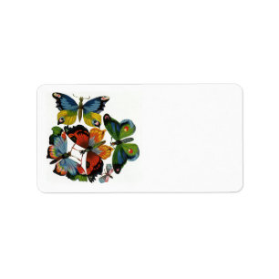 Vintage Insects or Bugs, Beautiful Butterflies Label