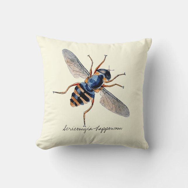Vintage Insects Scientific Entomology Fly Cushion (Front)