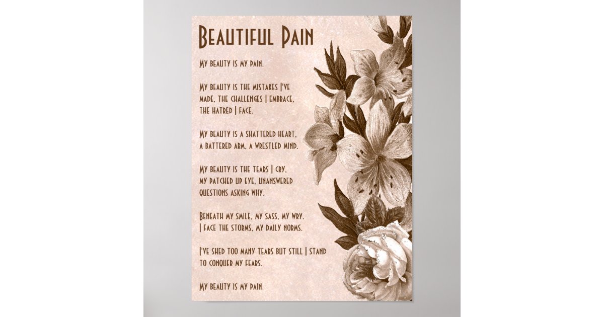 Vintage Inspirational Beautiful Pain Poetry Poster | Zazzle.co.uk