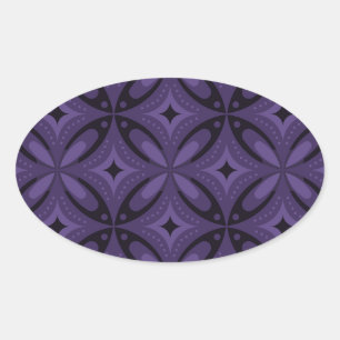 Vintage-Inspired Abstract Geometric Design Oval Sticker