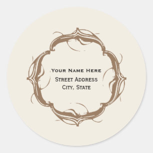 Vintage Inspired Address Sticker - Brown