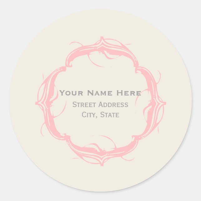 Vintage Inspired Address Sticker - Pink (Front)
