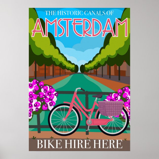 Vintage Inspired Amsterdam Travel Poster (Front)