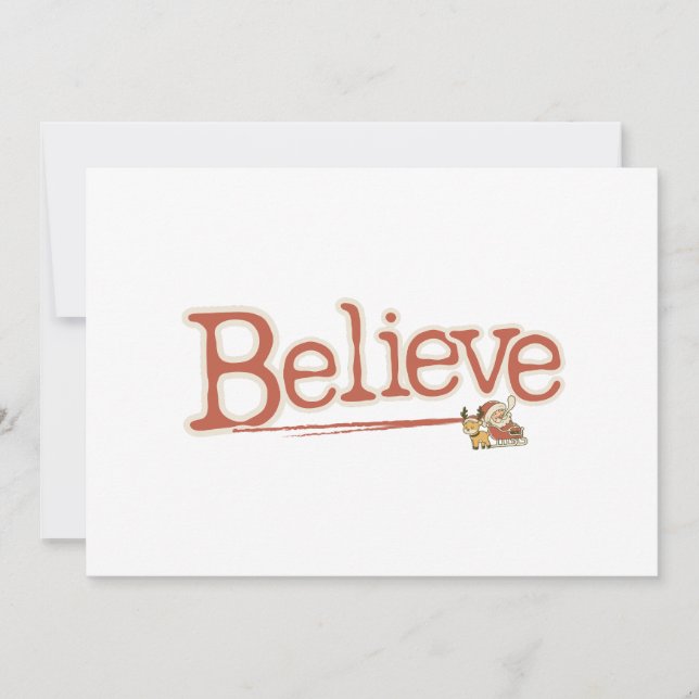 Vintage-Inspired Believe, Nostalgic Greetings Holiday Card (Front)
